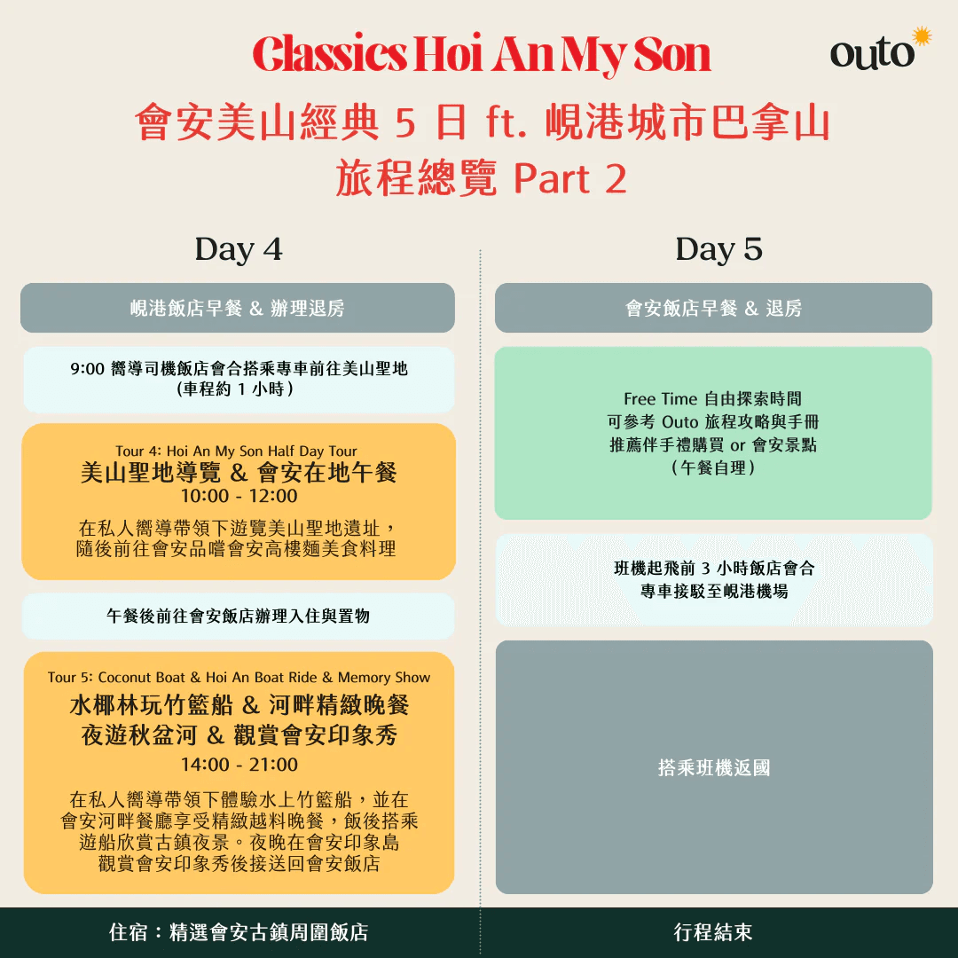 會安美山經典 ft. 峴港城市巴拿山 5 日旅程